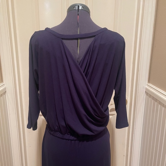 Soft Surroundings Sloane Open Back Cutout Maxi Dress Navy Blue Petite Small EUC - Picture 5 of 8